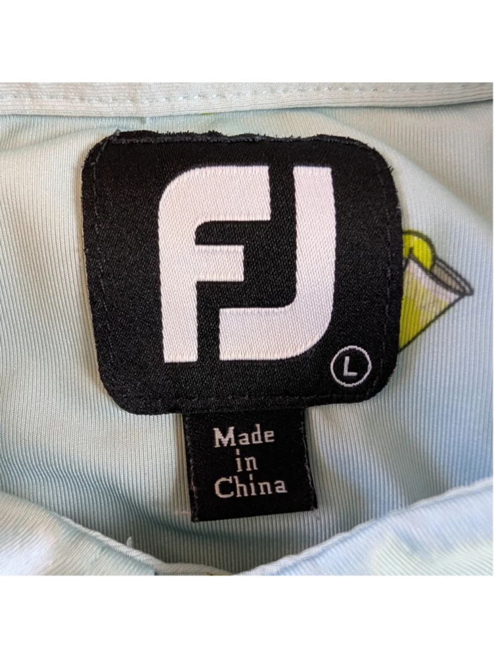 FootJoy Golf Polo Shirt L Blue Cocktail Drink Print Performance Stretch